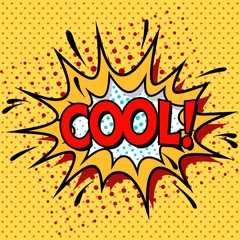 Vintage background. Pop art, comic book style. Cloud with Cool wording effect .
