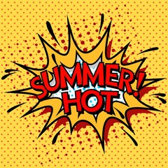 Color hot summer banner.  Pop art, comic book style.