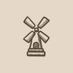 Windmill sketch icon.