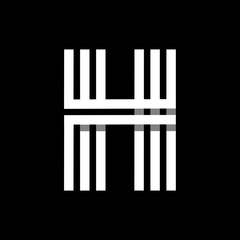 Capital letter H. Made of of three white stripes Overlapping with shadows. Logo, monogram, emblem trendy design.
