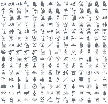 Set of camping equipment icons. Vector illustration