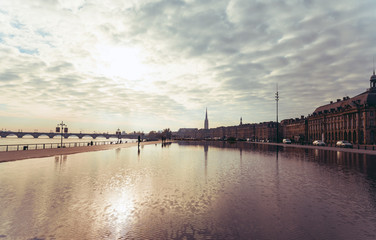 Obraz premium Street view of Place De La Bourse in Bordeaux city, France Europ