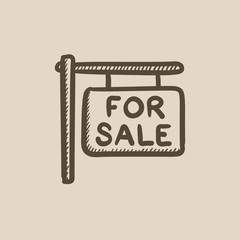 For sale placard sketch icon.