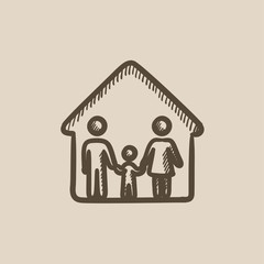 Family house sketch icon.