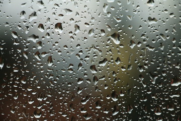 Rain drops on window ,summer rainy day
