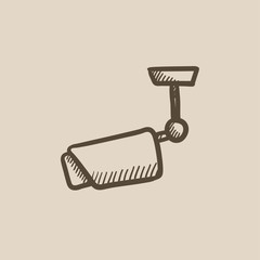 Obraz premium Outdoor surveillance camera sketch icon.