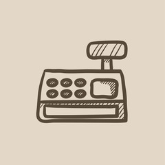 Cash register machine sketch icon.