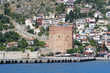 Fototapeta premium Alanyas' mediterranean coastline and Ottoman castle