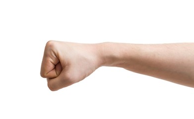 Male fist isolated on white background.