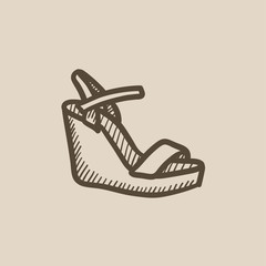 Women platform sandal sketch icon.