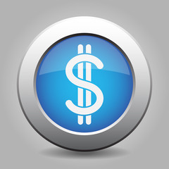 blue metal button with dollar currency symbol