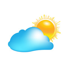 weather icon of sun and cloud Vector Illustration