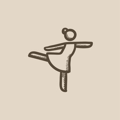 Female figure skater sketch icon.