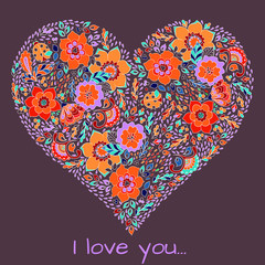 Floral ornament. Abstract vector heart.
