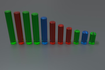 glass bar chart 3d rendering background