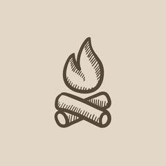 Campfire sketch icon.