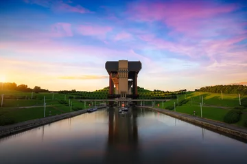 Printed kitchen splashbacks Channel The Strepy-Thieu boat lift on the Canal du Centre in the Province of Hainaut, Belgium.It is the tallest boat lift in the world.