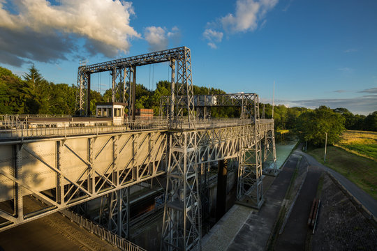 The Strepy-Thieu boat lift on the Canal du Centre in the Province of Hainaut, Belgium.It is the tallest boat lift in the world.