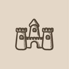 Sandcastle sketch icon.