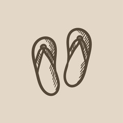 Beach slipper sketch icon.