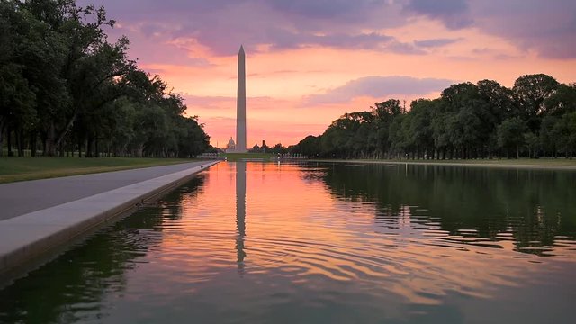 Washington DC at the Reflecting Pool and Washington Monument.