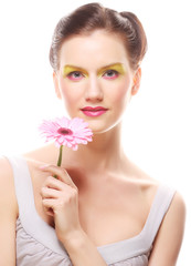 Young woman with bright make up