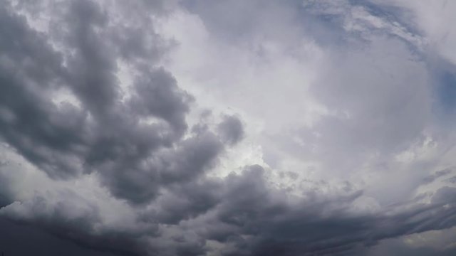 Fast moving dark gray rain clouds time lapse