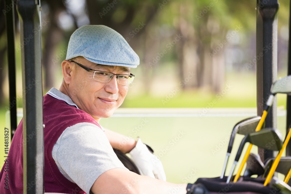 Poster golfer smiling and posing