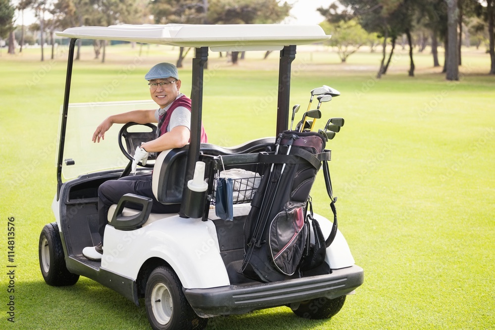 Poster golfer smiling and posing