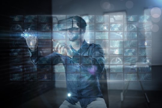 Composite image of screen collage showing computing images