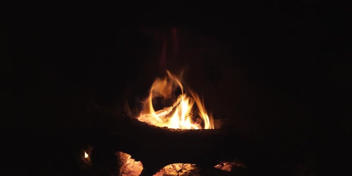 Wood burning on an open fire