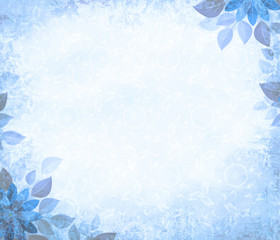 Fototapeta na wymiar Background grunge with flower corners, blue