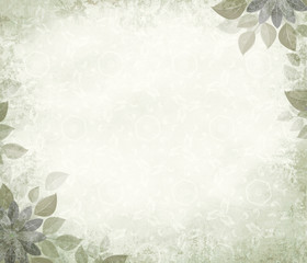 Background grunge with flower corners, gray