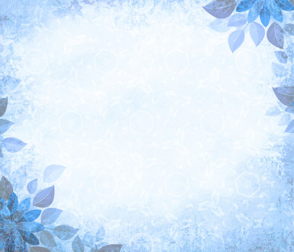 Background grunge with flower corners, blue