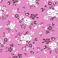 Vector illustration of floral seamless. Isolated red and white f