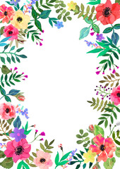 Vector flowers set. Colorful floral collection with leaves and f