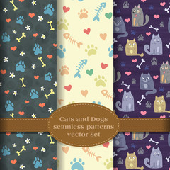 Fototapeta premium pet theme patterns set