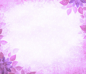 Background grunge with flower corners, purple