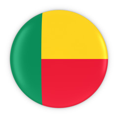 Beninese Flag Button - Flag of Benin Badge 3D Illustration