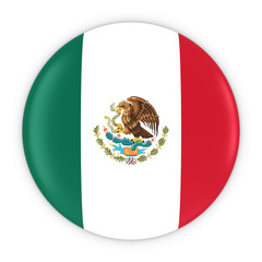 Mexican Flag Button - Flag of Mexico Badge 3D Illustration