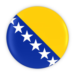 Bosnian and Herzegovinian Flag Button - Flag of Bosnia Herzegovina Badge 3D Illustration