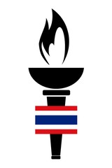 Drapeau de la Thaïlande sur la flamme Olympique