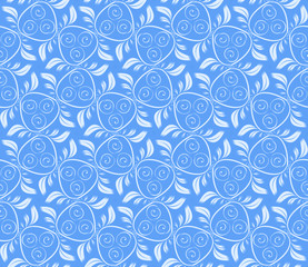 Seamless abstract vegetable pattern, blue