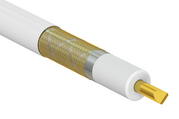 Coaxial cable cutaway, 3D rendering