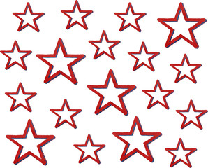 Watercolor grunge red stars on white background