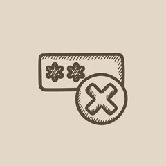 Wrong password  sketch icon.