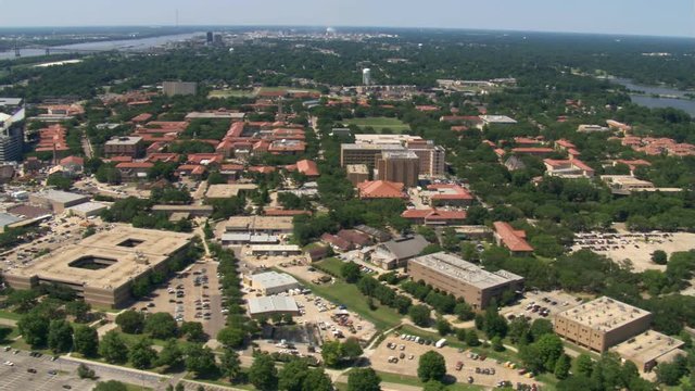 Wide orbit of LSU campus in Baton Rouge, Louisiana. Shot in 2007.
