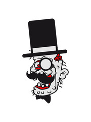 sir mr cylindrical face head suit hat mustache mustache old man zombie cool running disgusting horror monster halloween comic cartoon