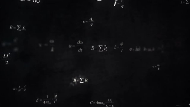 Formulas flying through.Good for sciense titles and background, news headline business intro screensaver and opener. School education presentation, diploma project. Math science.