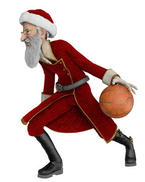 Slim Santa Playin Basketball